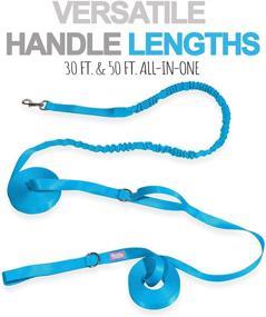 img 3 attached to Floofy Pet Supplies - Dog Training Leash with Shock Absorbing Bungee - 50ft Obedience Recall Agility Lead - 1 Inch Nylon