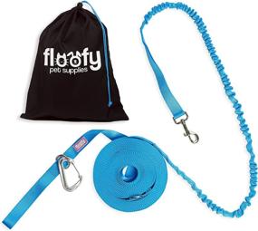 img 4 attached to Floofy Pet Supplies - Dog Training Leash with Shock Absorbing Bungee - 50ft Obedience Recall Agility Lead - 1 Inch Nylon