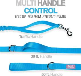 img 2 attached to Floofy Pet Supplies - Dog Training Leash with Shock Absorbing Bungee - 50ft Obedience Recall Agility Lead - 1 Inch Nylon