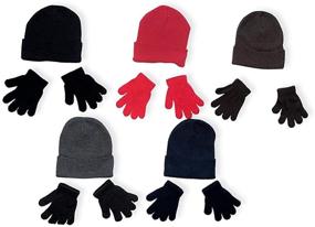 img 1 attached to 🧤 Stay Warm and Cozy with Subzeros Boy's & Girl's Cuffed Winter Knit Hats and Magic Gloves Combo Packs