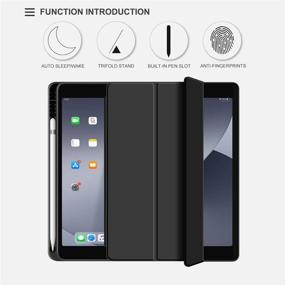 img 2 attached to Aoub iPad 6th/5th Generation 9.7 inch Case - Slim Lightweight Smart Cover with Auto Sleep/Wake, Pencil Holder & Trifold Stand - Black