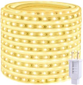 img 4 attached to 🌟 900 LED 50ft Indoor Outdoor Waterproof Warm White Rope Lights - Connectable Flex Decorative Strip Lighting for Bedroom Garden Patio Ceiling, 3000K, 110V Plug-in Tape