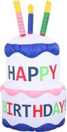 🎂 sunnydaze 4-foot happy birthday cake inflatable outdoor decoration - enhance your party celebration with led lights and fan blower - ideal blow-up yard and garden decor логотип