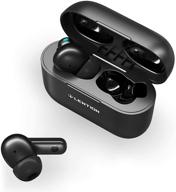 🎧 lention t2 tws true wireless earbuds with active noise canceling & wireless charging case - 20 hours playback, ipx4 waterproof, bluetooth 5.1, touch control (black) logo