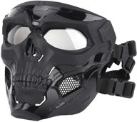 🎭 tactical mask - adjustable full face airsoft paintball gear with goggle - skeleton skull mask for halloween logo