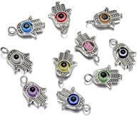 📿 30 antique silver hamsa hand evil eye bead of fatima symbol charms - hand beads frame charms for diy jewelry making, findings for necklace and bracelet logo