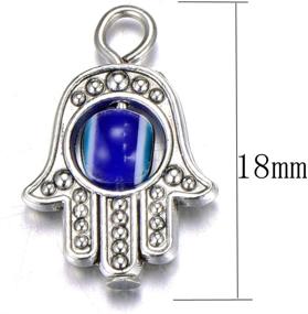 img 2 attached to 📿 30 Antique Silver Hamsa Hand Evil Eye Bead of Fatima Symbol Charms - Hand Beads Frame Charms for DIY Jewelry Making, Findings for Necklace and Bracelet