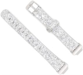 img 2 attached to WffKuTooS Fitbit Inspire HR Band: 3D Glitter Silver Leather Flash Bling Replacement for Inspire/Inspire HR