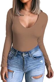 img 4 attached to Allchic Womens Sleeve Bodysuit Jumpsuits: Stylish and Comfy Women's Clothing