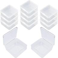 📦 goodma square mini clear plastic organizer storage boxes (12 pieces) - ideal for small items and craft projects (3.74 x 3.74 x 1.38 inch) logo