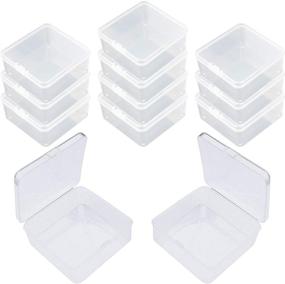 img 4 attached to 📦 Goodma Square Mini Clear Plastic Organizer Storage Boxes (12 pieces) - Ideal for Small Items and Craft Projects (3.74 x 3.74 x 1.38 inch)