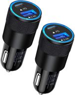 🔌 2pack 30w usb c car charger with pd 3.0 fast charge - dual port usb type c and 2.4a usb a car lighter adapter base for iphone, ipad, samsung galaxy, lg, google pixel gps, z play droid, motorola logo