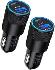 img 4 attached to 🔌 2Pack 30W Зарядное устройство для автомобиля USB C с быстрой зарядкой PD 3.0 - Двойной порт USB Type C и 2.4a USB A Адаптер для прикуривателя для iPhone, iPad, Samsung Galaxy, LG, Google Pixel GPS, Z Play Droid, Motorola