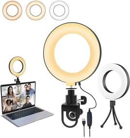img 4 attached to 🌟 Enhance Your Video Calls and Content Creation with the Ring Light with Stand - 6.3'' Video Conference Lighting Kit Featuring 3 Light Modes & 10 Brightness Levels for Computer, Laptop, Live Streaming, YouTube, and TikTok!