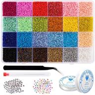 📿 kyrieval 12/0 glass seed beads kit: 36000 pcs colorful beads with letter, heart, round patterns and beading needles for bracelet making logo