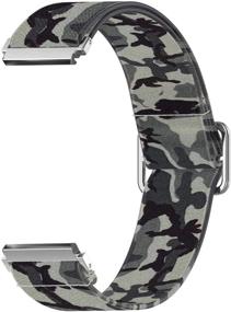 img 2 attached to FitTurn Nylon Elastic Watch Band Replacement 🌿 for Virmee VT3 Plus - CamoGray & Green