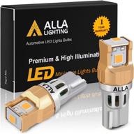 🔆 alla lighting miniature 12v t10 wedge 194/168 bulbs: super bright amber yellow led side marker & interior lights upgrade logo