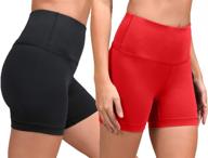 powerful tummy control: 90 degree by reflex high waist power flex yoga shorts - 2 pack for women logo