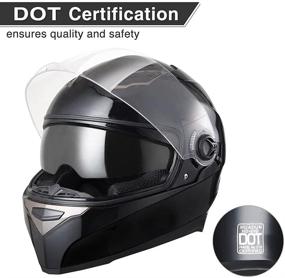 img 1 attached to AHR RUN-F DOT Motorbike Full Face Helmet with 🏍️ Dual Visors and Sun Shield, ABS Street Bike Touring Helmet