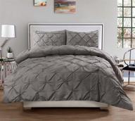 🛏️ high-quality wrinkle-resistant 3 piece pinch pleat decorative pintuck comforter set - all-season king size in elegant gray logo