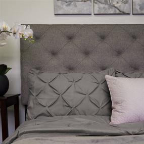 img 2 attached to 🛏️ High-Quality Wrinkle-Resistant 3 Piece Pinch Pleat Decorative Pintuck Comforter Set - All-Season King Size in Elegant Gray