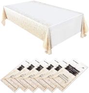 🍾 long 8ft rectangular disposable plastic tablecloth set for events, parties, and weddings - waterproof | dark gold design | 54 x 108 inch logo