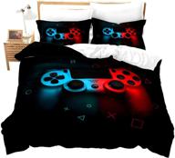 🎮 classic retro gaming bedding set: boys gamepad comforter cover twin size for teen gamers – black video games duvet cover with controller – ideal game room decor (no comforter included) logo