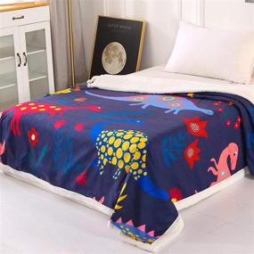 img 3 attached to 🦖 Qucover 3D Print Dinosaurs Coral Velvet Throw Blanket - Soft & Warm Bed Sheet with Sherpa Lining for Kids - 59x79 Inch