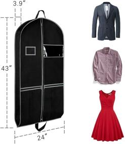 img 3 attached to 👗 Zilink 43-Inch Gusseted Suit Garment Bag Set of 2 - Travel and Storage, with Large Mesh Pockets, Carry Handles - Ideal Protector for Suits, Coats, Dresses