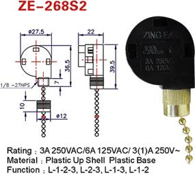 img 3 attached to 🔌 Rhinenet Ceiling Fan Switch ZE-268S2 Replacement - 3 Speed, 4 Wire, Pull Chain Cord - Control Tools for Ceiling Fan and Cabinet Light Lamps - Black