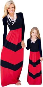 img 4 attached to Summer Chic Mommy and Me Boho Striped Chevron Maxi Dresses by WIWIQS