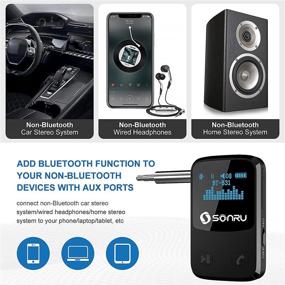 img 3 attached to SONRU Bluetooth 5.0 Receiver: Enhanced Car/Home Stereo & Wired Headphones 🎧 Adapter with LED Display Screen, CVC8.0 Noise Cancelling, Hands-Free Call, and Volume Control