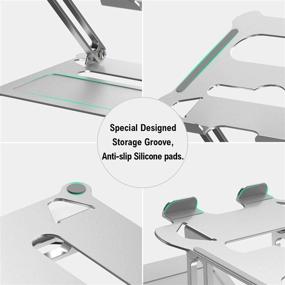 img 2 attached to 🖥️ Silver Adjustable Laptop Stand by FYSMY - Ergonomic & Portable Computer Holder with Heat-Vent, Supports up to 13 Lbs - Compatible with MacBook, MacBook Air, MacBook Pro, and All Laptops