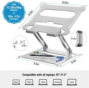 img 3 attached to 🖥️ Silver Adjustable Laptop Stand by FYSMY - Ergonomic & Portable Computer Holder with Heat-Vent, Supports up to 13 Lbs - Compatible with MacBook, MacBook Air, MacBook Pro, and All Laptops