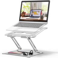 🖥️ silver adjustable laptop stand by fysmy - ergonomic & portable computer holder with heat-vent, supports up to 13 lbs - compatible with macbook, macbook air, macbook pro, and all laptops logo