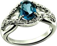 💍 кольцо из стерлингового серебра 925 с подлинным овальным драгоценным камнем 8x6 мм - отделка родием - стиль солитер. логотип