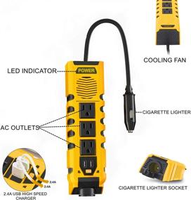 img 1 attached to 🚗 VEMOTE автомобильный инвертор питания 150 Вт: преобразователь DC 12 В в переменный ток 110 В с 3 розетками переменного тока, 2,4 А двухпортовым USB-адаптером для автомобиля и гнездом для прикуривателя.