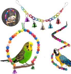 img 3 attached to 🦜 SLO 15-Pack Small Bird Parrot Swing Chewing Toys - Hanging Bell Cage Toys for Small Parakeets, Cockatiels, Conures, Finches, Budgies, Macaws, Parrots & Love Birds