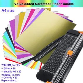 img 3 attached to 🎉 HIRALIY Glitter Cardstock Paper Cutter Bundle: 60 Assorted A4 Glitter Sheets with Metallic Foil Paper, Colored Craft Cardstock - Ideal for Party Decor, Scrapbooking, Origami, and Circuit Maker Projects