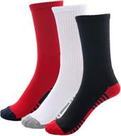 premium quality boys bamboo crew cushioned athletic socks - 3 pairs with seamless toe logo