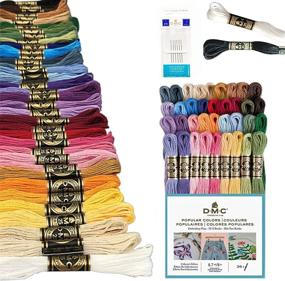 img 4 attached to 🧵 DMC Embroidery Floss Pack - Popular Colors, Embroidery Thread Kit, 36 Assorted Color Bundle including DMC Mouline Cotton - White/Black, & DMC Cross Stitch Hand Needles