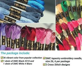 img 2 attached to 🧵 DMC Embroidery Floss Pack - Popular Colors, Embroidery Thread Kit, 36 Assorted Color Bundle including DMC Mouline Cotton - White/Black, & DMC Cross Stitch Hand Needles