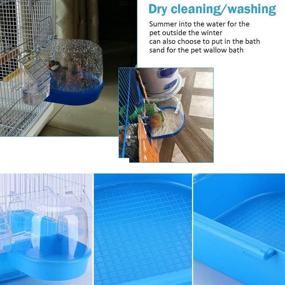 img 1 attached to OOTDTY Bird Bath Box - Accessory Supplies for Parakeet, Budgies, Finch, Canary, and Lovebird - Small Bird Bathing Tub with Water Injector, Ideal for Caged Birds - Pet Cage Accessory (Blue)