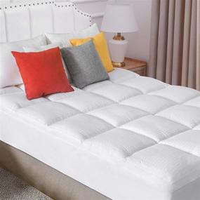 img 4 attached to 🛏️ Upgrade Your Sleep with Atarashi Mattress Topper: Queen Size, Extra-Thick 400 TC Cotton Cover Pillow Top, Down Alternative Overfilled, Cooling, Plush, and Breathable - Fits 8-21inch Pocket, White