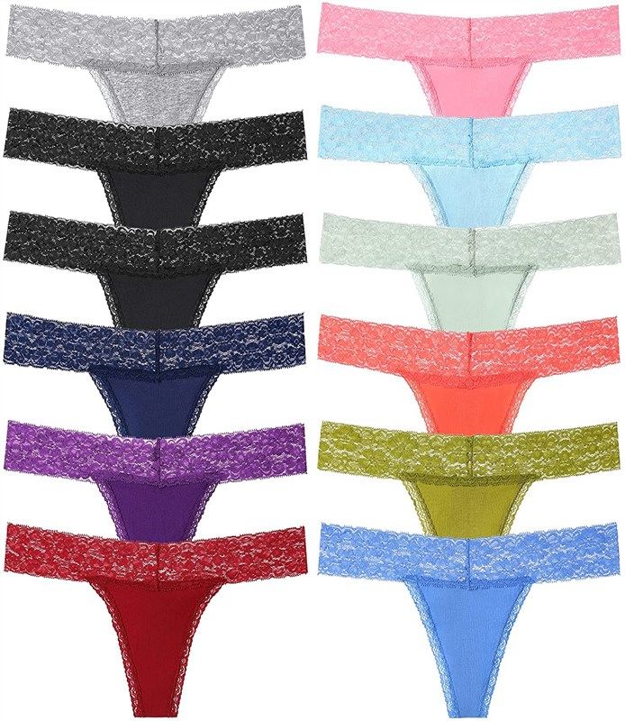 🩲 culayii women's cotton thong underwear pack - lace sexy breathable bikini panties, soft stretch t-back with hollow out design logo