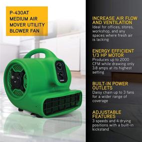 img 3 attached to 🌬️ Green XPOWER P-430AT Medium Air Mover Utility Blower Fan with Integrated Power Outlets