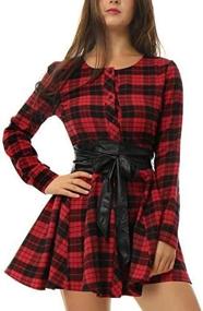 img 1 attached to Allegra Womens Plaids Sleeves Belted