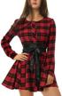 allegra womens plaids sleeves belted logo