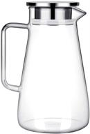 borosilicate glass pitcher: 52 oz size with stainless steel lid for hot or cold drinks logo