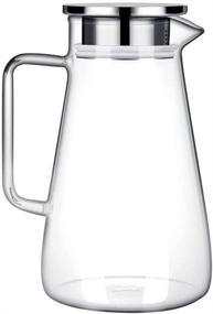 img 4 attached to Borosilicate Glass Pitcher: 52 oz Size with Stainless Steel Lid for Hot or Cold Drinks